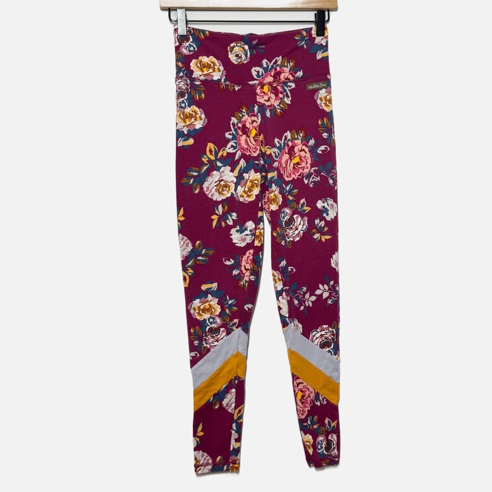Matilda Jane spring fall floral leggings XS pink yellow red burgundy